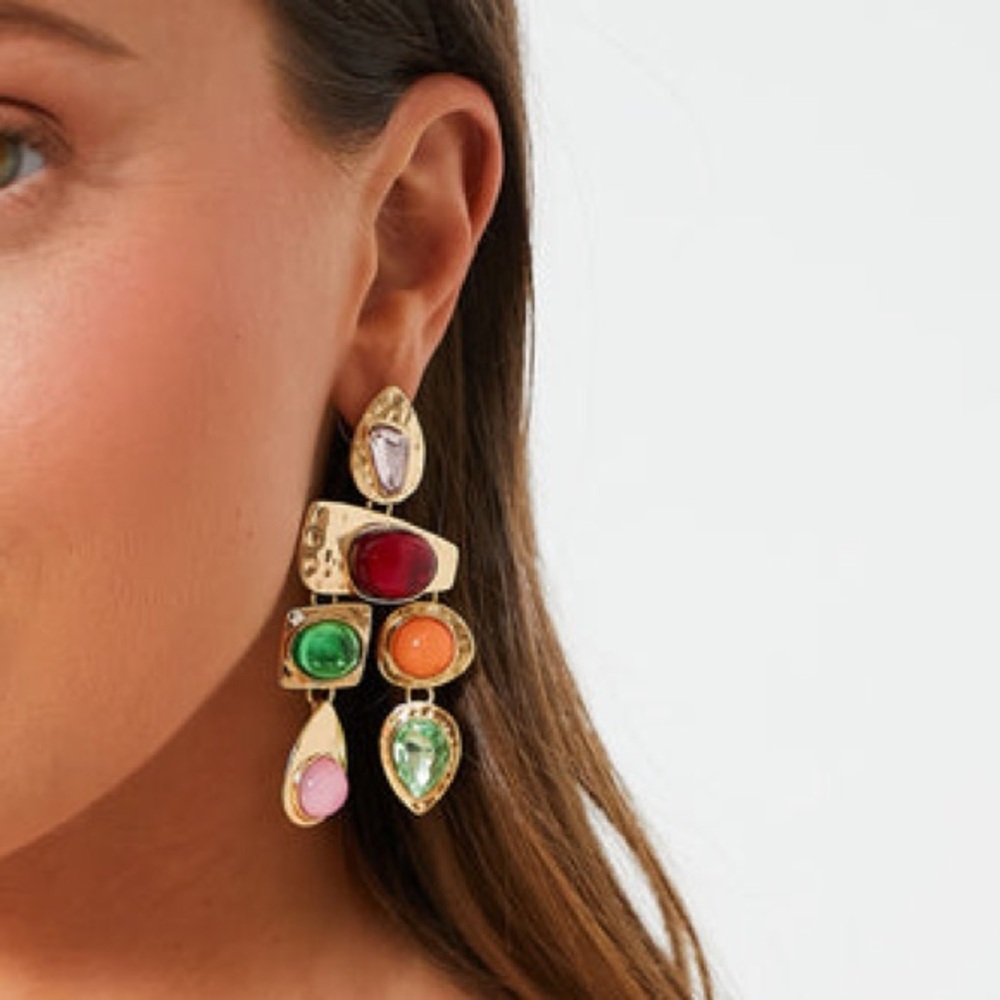 Colorful Gemstone Dangle Earrings
